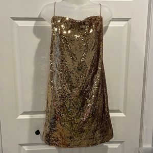 Cowl Neck Sequin Mini Dress